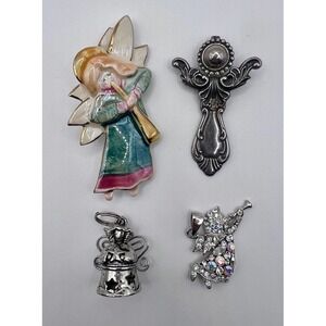 Unbranded Angel Jewelry Lot 4pc Silver-toned Multicolor Prayer Box Pendants